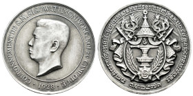 Cambodia. Sisowath I (1904-1927). Medal. 1928. Paris. (Lecompte-146). Anv.: COURONNEMENT DE S M SISOWATHMONIVONG ROI DU CAMBODGE, bust of monarch left...