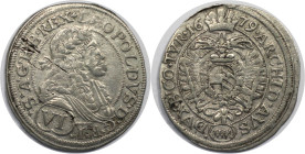 RDR – Habsburg – Österreich, RÖMISCH-DEUTSCHES REICH. Leopold I. (1657-1705). VI Kreuzer 1679, Wien. Fast Vorzüglich