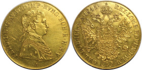 RDR – Habsburg – Österreich, KAISERREICH ÖSTERREICH. 4 Dukaten 1845 A, Wien. Gold. 13,82 g. Herinek 10, Jaeger 248, Frühwald 701 S. Fast Vorzüglich. S...