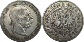 RDR – Habsburg – Österreich, KAISERREICH ÖSTERREICH. Österreich-Ungarn. Franz Joseph I. (1848-1916). 5 Corona 1900. Silber. KM 2807. Sehr schön...