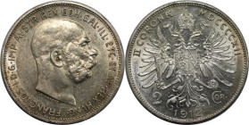 RDR – Habsburg – Österreich, KAISERREICH ÖSTERREICH. Österreich-Ungarn. Franz Joseph I. (1848-1916). 2 Kronen 1912. Silber. Jaeger 408. Fast Stempelgl...