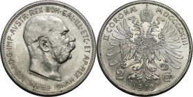 RDR – Habsburg – Österreich, KAISERREICH ÖSTERREICH. Österreich-Ungarn. Franz Joseph I. (1848-1916). 2 Kronen 1913. Jaeger 384. Silber. Fast Stempelgl...