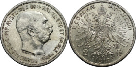 RDR – Habsburg – Österreich, KAISERREICH ÖSTERREICH. Österreich-Ungarn. Franz Joseph I. (1848-1916). 2 Kronen 1913. Jaeger 384. Silber. Fast Stempelgl...
