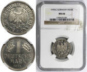 Deutsche Münzen und Medaillen ab 1945, BUNDESREPUBLIK DEUTSCHLAND. 1 Mark 1955 G. Kupfer-Nickel. Jaeger 385. NGC MS 66