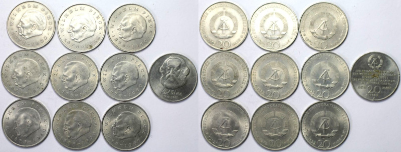 Deutsche Münzen und Medaillen ab 1945, Lots und Samllungen. DDR. 20 Mark x 10 St...