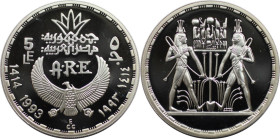 Weltmünzen und Medaillen, Ägypten / Egypt. 5 Pounds 1993 (AH 1414). 22,50 g. 0.999 Silber. 0.72 OZ. KM 747. Polierte Platte