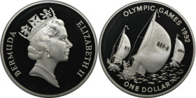 Weltmünzen und Medaillen, Bermuda. Olympische Sommerspiele 1992 in Barcelona - Segeln. 1 Dollar 1992. 31,47 g. 0.925 Silber. 0.93 OZ. KM 85. Polierte ...