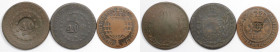 Weltmünzen und Medaillen, Brasilien / Brazil, Lots und Sammlungen. 40 Reis (1809) mit Wappenschild über XX Reis 1778. 40 Reis (1835) auf 80 Reis 1829 ...
