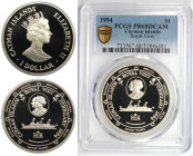 Weltmünzen und Medaillen, Cayman Inseln / Cayman Islands. Königlicher Besuch. 1 Dollar 1994. 28,28 g. 0.925 Silber. 0.84 OZ. KM 118. PCGS PR68DC