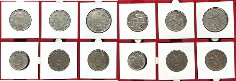 Weltmünzen und Medaillen, Chile, Lots und Sammlungen. 3 x 1 Peso 1922-1940, 2 Pe...