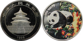 Weltmünzen und Medaillen, China. Panda. 10 Yuan 1998. 0.999 Silber. 1 OZ. Farbmünzen. Polierte Platte.
