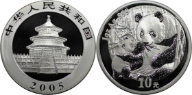 Weltmünzen und Medaillen, China. Panda. 10 Yuan 2005. Silber. 1 OZ. KM 1589. Polierte Platte