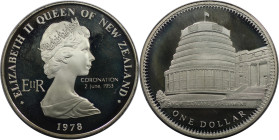 Weltmünzen und Medaillen, Neuseeland / New Zealand. 25. Jahrestag der Krönung von Elizabeth II. 1 Dollar 1978. 27,22 g. 0.925 Silber. 0.81 OZ. KM 47a....