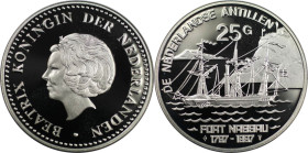 Weltmünzen und Medaillen, Niederländische Antillen / Netherlands Antilles. Fort Nassau. 25 Gulden 1997. 25,0 g. 0.925 Silber. 0.74 OZ. KM 42. Polierte...