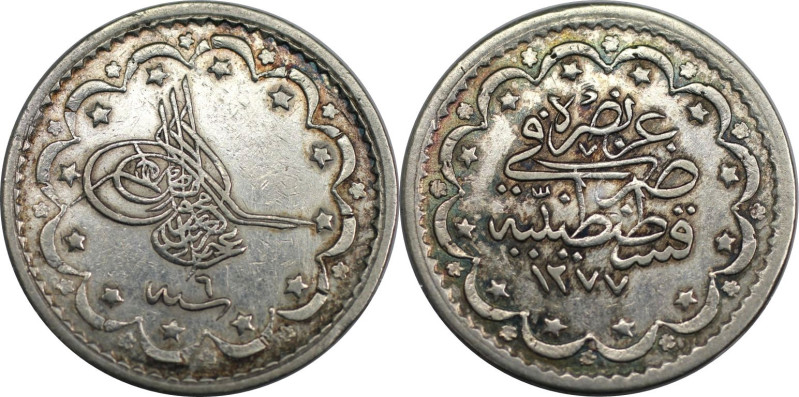 Weltmünzen und Medaillen, Türkei / Turkey. Abdülaziz. 5 Kurus 1866 (AH1277/6). S...