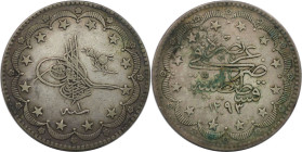 Weltmünzen und Medaillen, Türkei / Turkey. Abdülhamid II. 20 Kurush 1876 (AH1293/1). Silber. 23,7 g. KM 722. Fast Vorzüglich