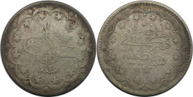 Weltmünzen und Medaillen, Türkei / Turkey. Abdülhamid II. 20 Kurush 1877 (AH1293/2). Silber. 23,7 g. KM 722. Sehr schön+