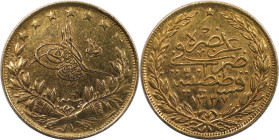 Weltmünzen und Medaillen, Türkei / Turkey. Mehmed V. Resad. (1909-1918), Qostantiniye. 100 Kurush o.J. 1327 d. H. Jahr 6 (= 1913, 917 fein). 7,18 g. G...