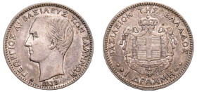 Greece, King George I, 1863-1913. Drachma, 1873 A, First Type, Paris mint, 4.98g (KM38; Divo 53b; IV3).

Extremely fine with attractive patina and und...