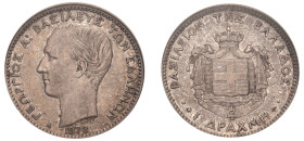 Greece, King George I, 1863-1913. Drachma, 1873 A, First Type, Paris mint (KM38; Divo 53b; IV3).

Graded XF45 NGC.