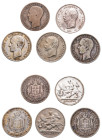 Greece, King George I, 1863-1913. Lot of 5 coins comprising Drachma, 1868 A, First Type, Paris mint, 4.79g (KM38; Divo 53a; IV3); Drachma, 1873 A, Fir...