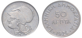 Greece, First Republic, 1924-1935. 50 Lepta, 1926, Vienna mint (KM68; Divo 109a).

Graded MS65 NGC.