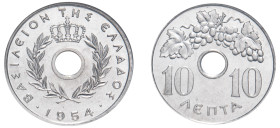 Greece, King Paul, 1947-1964. 10 Lepta, 1954, Bern mint (KM78; Divo 122a).

Graded MS65 NGC.