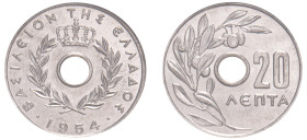 Greece, King Paul, 1947-1964. 20 Lepta, 1954, Bern mint (KM79; Divo 121a).

Graded MS67 NGC.
