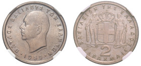 Greece, King Paul, 1947-1964. 2 Drachmai, 1959, Paris mint (KM82; Divo 118c).

Graded MS64 NGC.