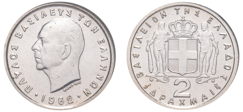 Greece, King Paul, 1947-1964. 2 Drachmai, 1962, Paris mint (KM82; Divo 118d).

G...