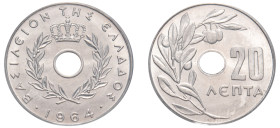 Greece, King Constantine II, 1964-1973. 20 Lepta, 1964, First Type, Vienna mint (KM79; Divo 121c).

Graded MS66 PCGS.