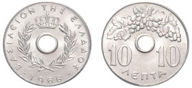 Greece, King Constantine II, 1964-1973. 10 Lepta, 1966, First Type, Vienna mint (KM78).

Graded MS67 PCGS.