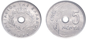 Greece, King Constantine II, 1964-1973. 5 Lepta, 1971, First Type, Vienna mint (KM77).

Graded MS68 NGC.