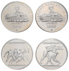 Greece, Third Republic, 1974-. Official Proof set, 1.000 Drachmai (2), 1996, 100th Anniversary of the Olympics, Athens mint (KM165, 166).

Uncirculate...