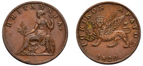 Greece, Ionian Islands, British Administration, 1809-1863. 2 Lepta (1/2 Obol), 1820, 4.98g (KM31).

Good very fine or better.