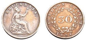 Greece, Ionian Islands, British Administration, 1809-1863. 30 Lepta, 1834, 1.40g (KM35).

Good very fine or better.