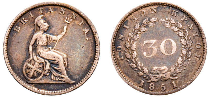 Greece, Ionian Islands, British Administration, 1809-1863. 30 Lepta, 1851, 1.37g...