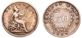 Greece, Ionian Islands, British Administration, 1809-1863. 30 Lepta, 1857, 1.38g (KM35).

Very fine or better.