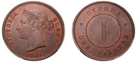Cyprus, British Administration, Victoria, 1837-1901. Piastre, 1881, variety with thin “1” of value, Royal mint (KM3.1; Fitikides 27).

Graded MS62BN P...