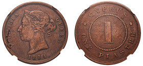 Cyprus, British Administration, Victoria, 1837-1901. Piastre, 1884, Royal mint (KM3.2; Fitikides 30).

Graded XF40BN NGC.

A key date of the moder...