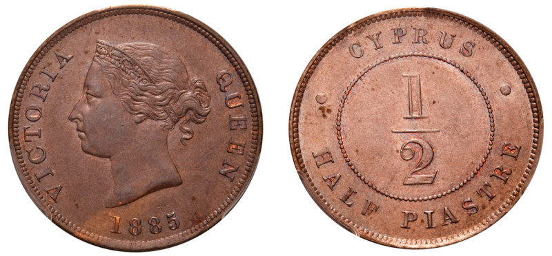Cyprus, British Administration, Victoria, 1837-1901. 1/2 Piastre, 1885, Royal mi...