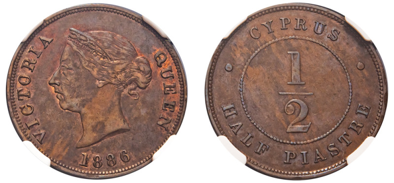 Cyprus, British Administration, Victoria, 1837-1901. 1/2 Piastre, 1886, Royal mi...