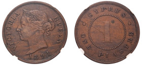 Cyprus, British Administration, Victoria, 1837-1901. Piastre, 1891, Royal mint (KM3.2; Fitikides 36).

Graded VF30BN NGC.