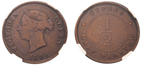 Cyprus, British Administration, Victoria, 1837-1901. 1/2 Piastre, 1896, Royal mint (KM2; Fitikides 24).

Graded VF20BN NGC.

A key date of the mod...