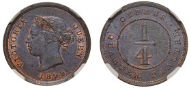 Cyprus, British Administration, Victoria, 1837-1901. 1/4 Piastre, 1898, Royal mint (KM1.1; Fitikides 10).

Graded MS63BN NGC.
Top Pop, 2 examples in M...