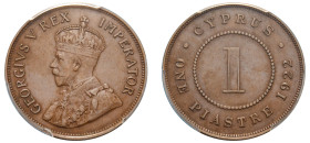 Cyprus, British Administration, George V, 1910-1936. Piastre, 1922, Royal mint (KM18; Fitikides 58).

Graded AU50 PCGS.

Attractive strike and patina.