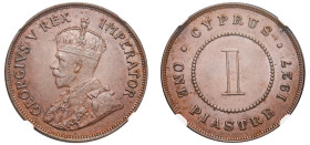 Cyprus, British Administration, George V, 1910-1936. Piastre, 1927, Royal mint (KM18; Fitikides 59).

Graded MS63BN NGC.

A very attractive example wi...