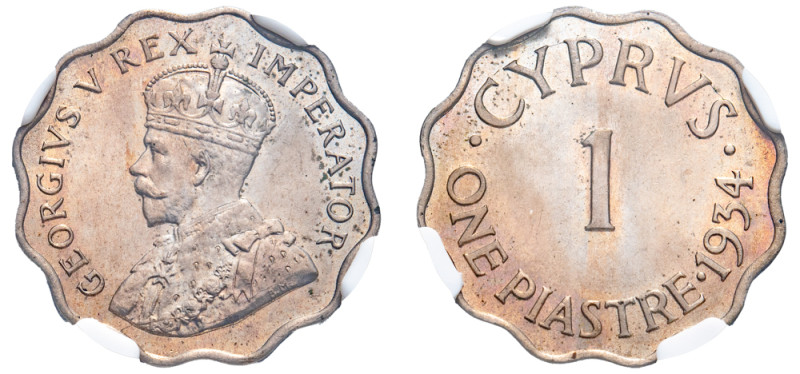 Cyprus, British Administration, George V, 1910-1936. Piastre, 1934, Royal mint (...