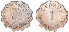 Cyprus, British Administration, George V, 1910-1936. Piastre, 1934, Royal mint (KM21; Fitikides 62).

Graded MS65 NGC.