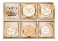 Cyprus, Republic, 1960-. Official proof set, 1-5-25-50-100 Mils, 1963, Royal mint (KM-PS12; Fitikides 99, 102, 114, 127, 140).

Uncirculated proof (5)...